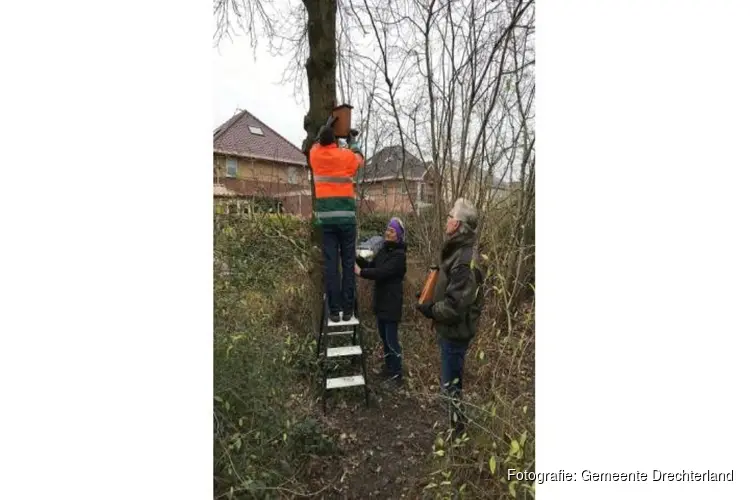 Nestkasten basisschool De Baskuul langs Groene Reigerroute Hoogkarspel